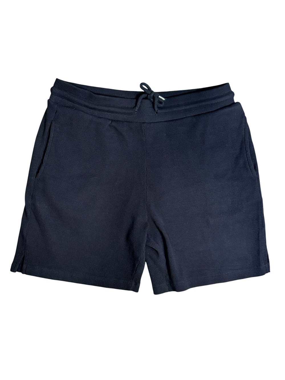 Forever 21 Black Waffle Knit Lounge Shorts XL Drawstring Pockets - Picture 2 of 9